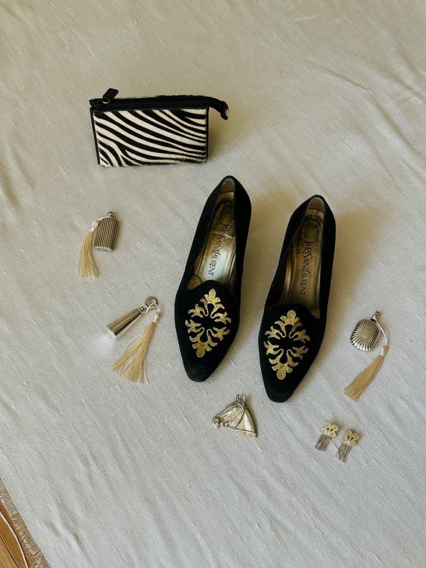 Yves Saint Laurent Black Suede Pumps