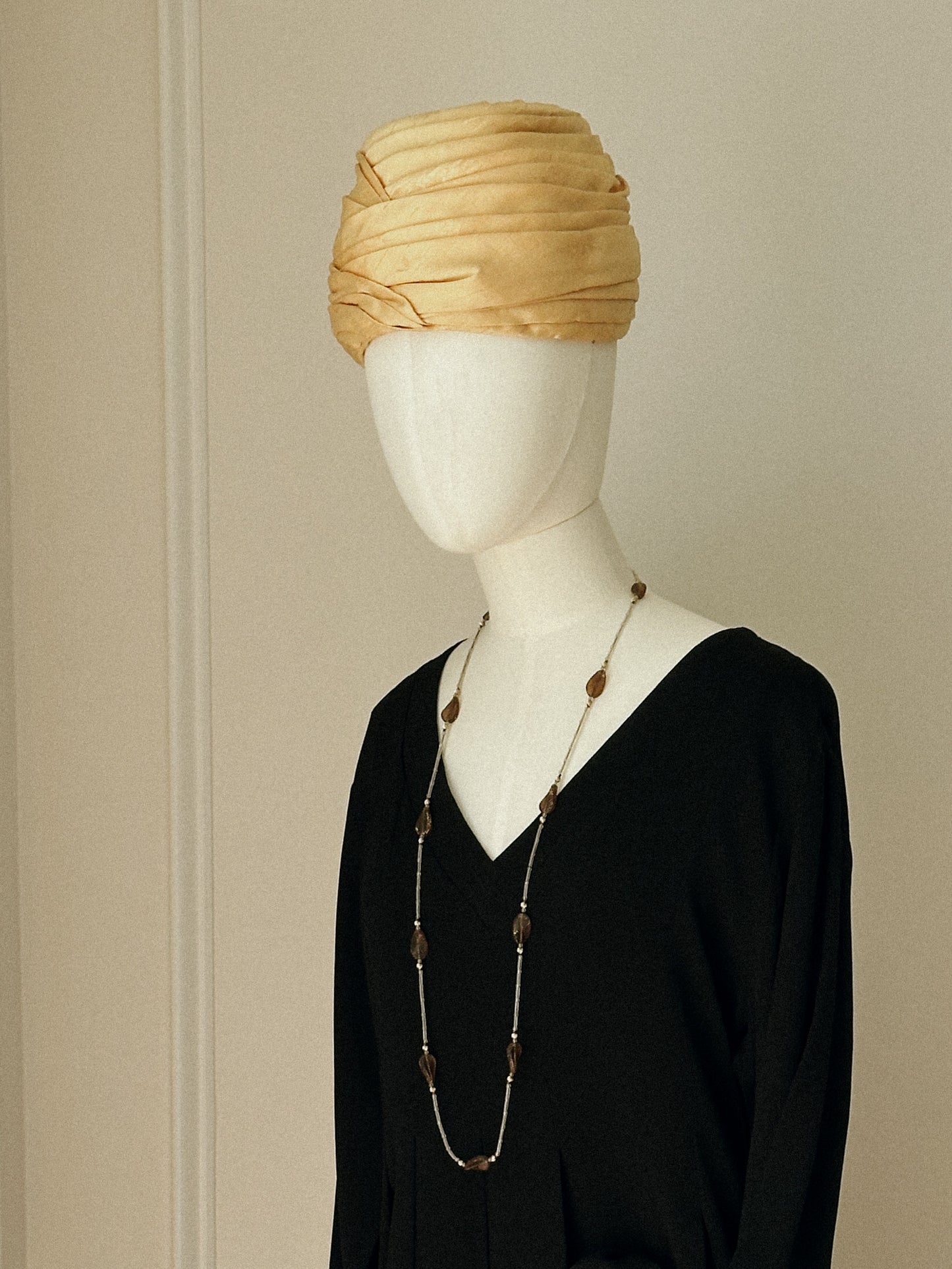 Honey Gold Jacquard Turban Hat