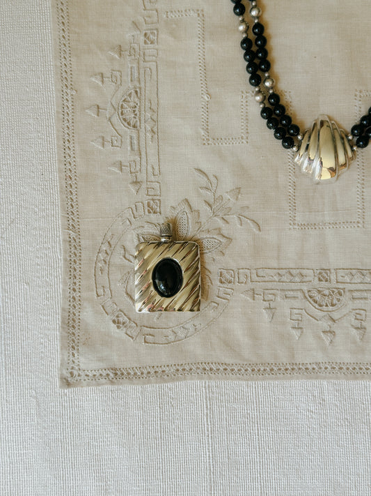 Petite Sterling and Onyx Perfume Bottle 
