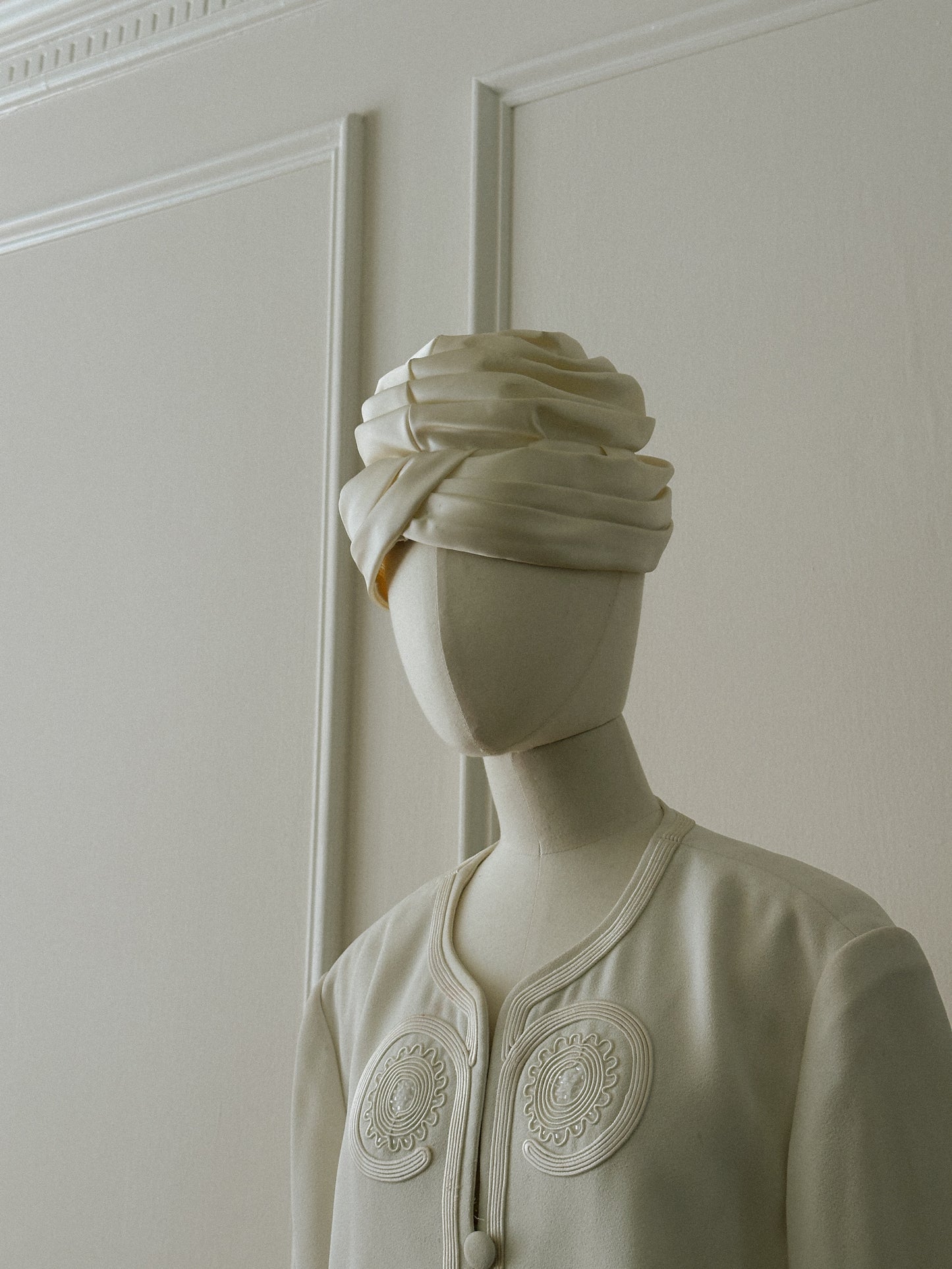 Pleated Ivory Turban Hat