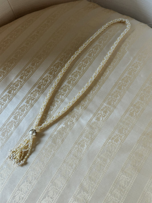 Faux Pearl Bead Tassel Necklace