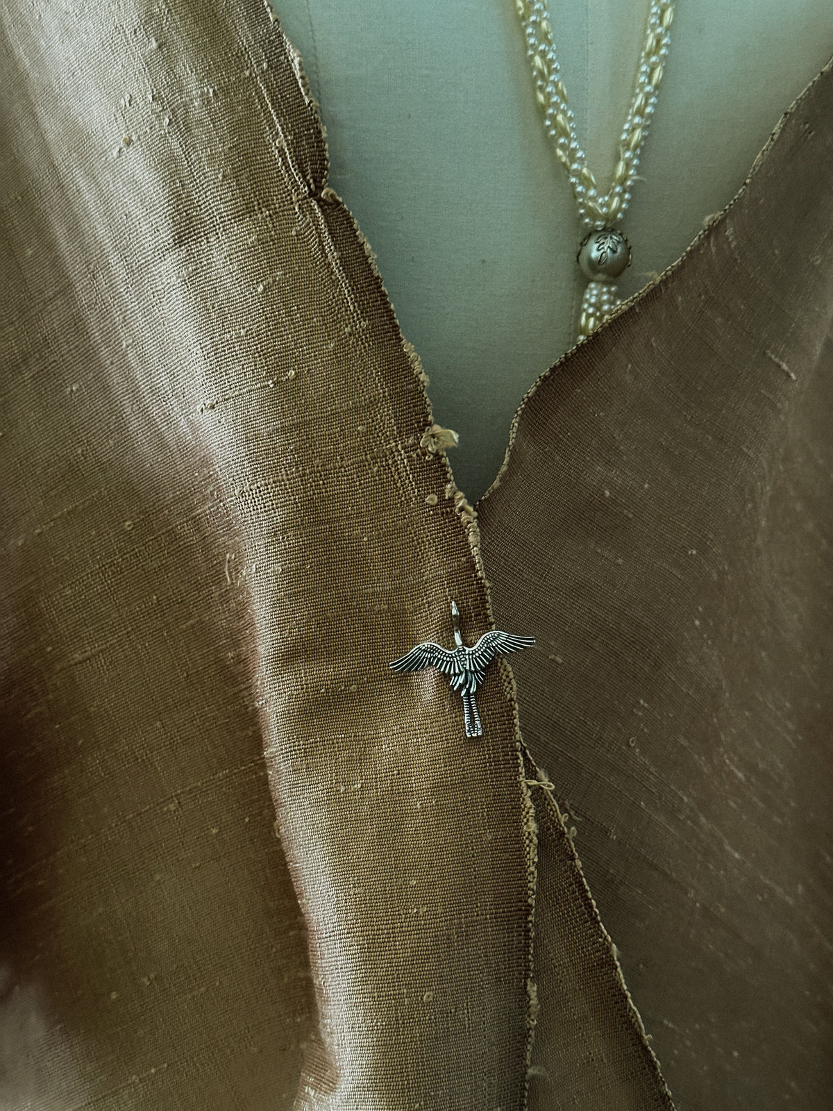 Sterling Crane Brooch