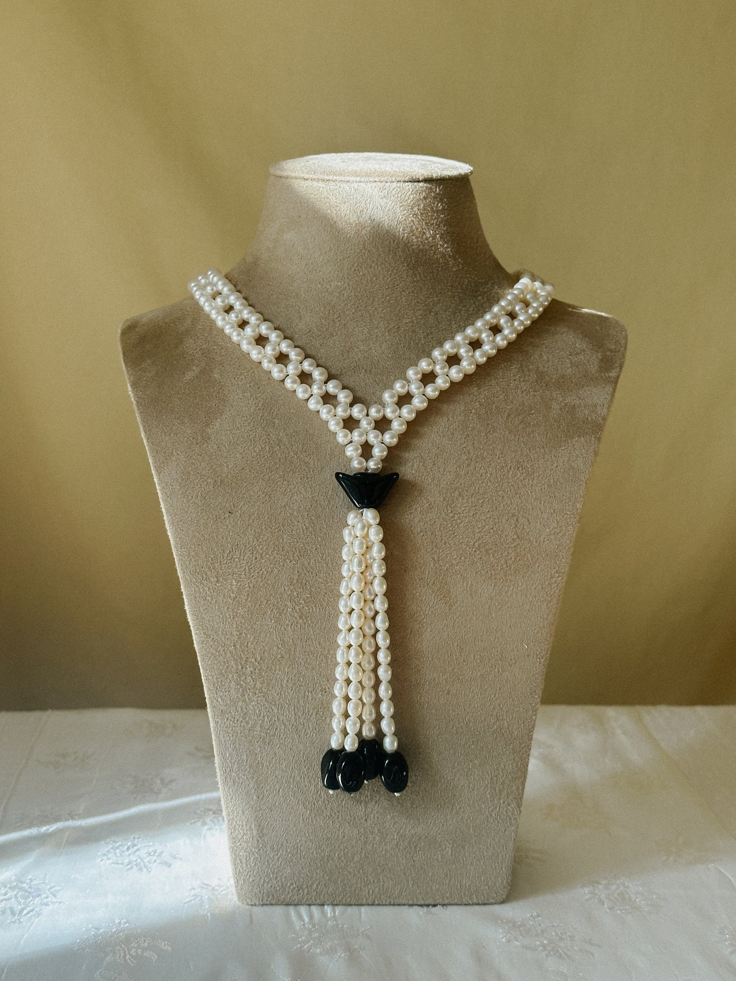 Pearl Necklace with Tassel Drop