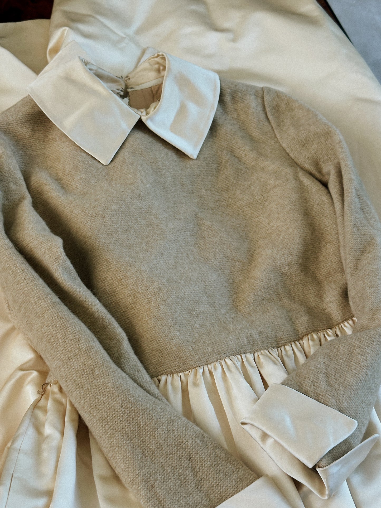 1972 Bill Blass Wool & Satin Evening Dress