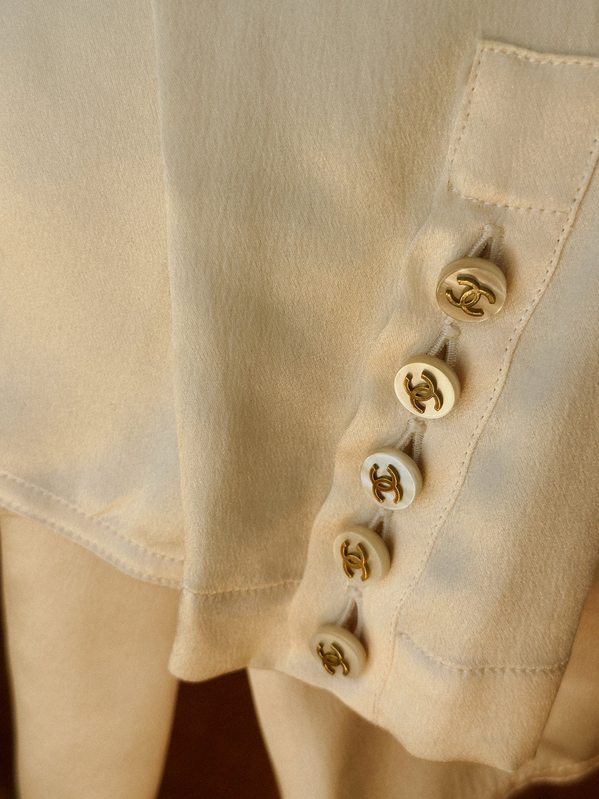 1990s Chanel Ivory Silk Blouse