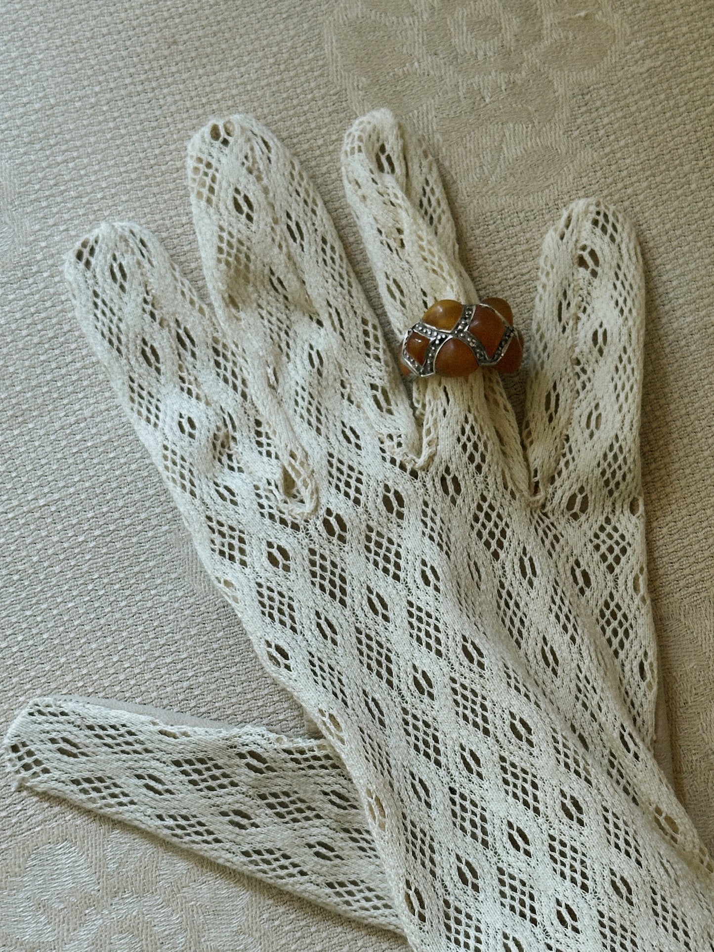 Sterling Silver & Camel Toned Ring  
