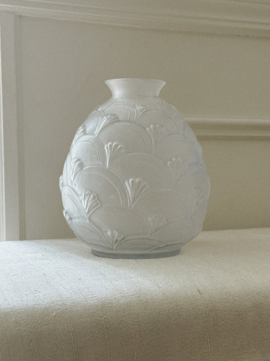 French Art Deco Pressed Glass Vase