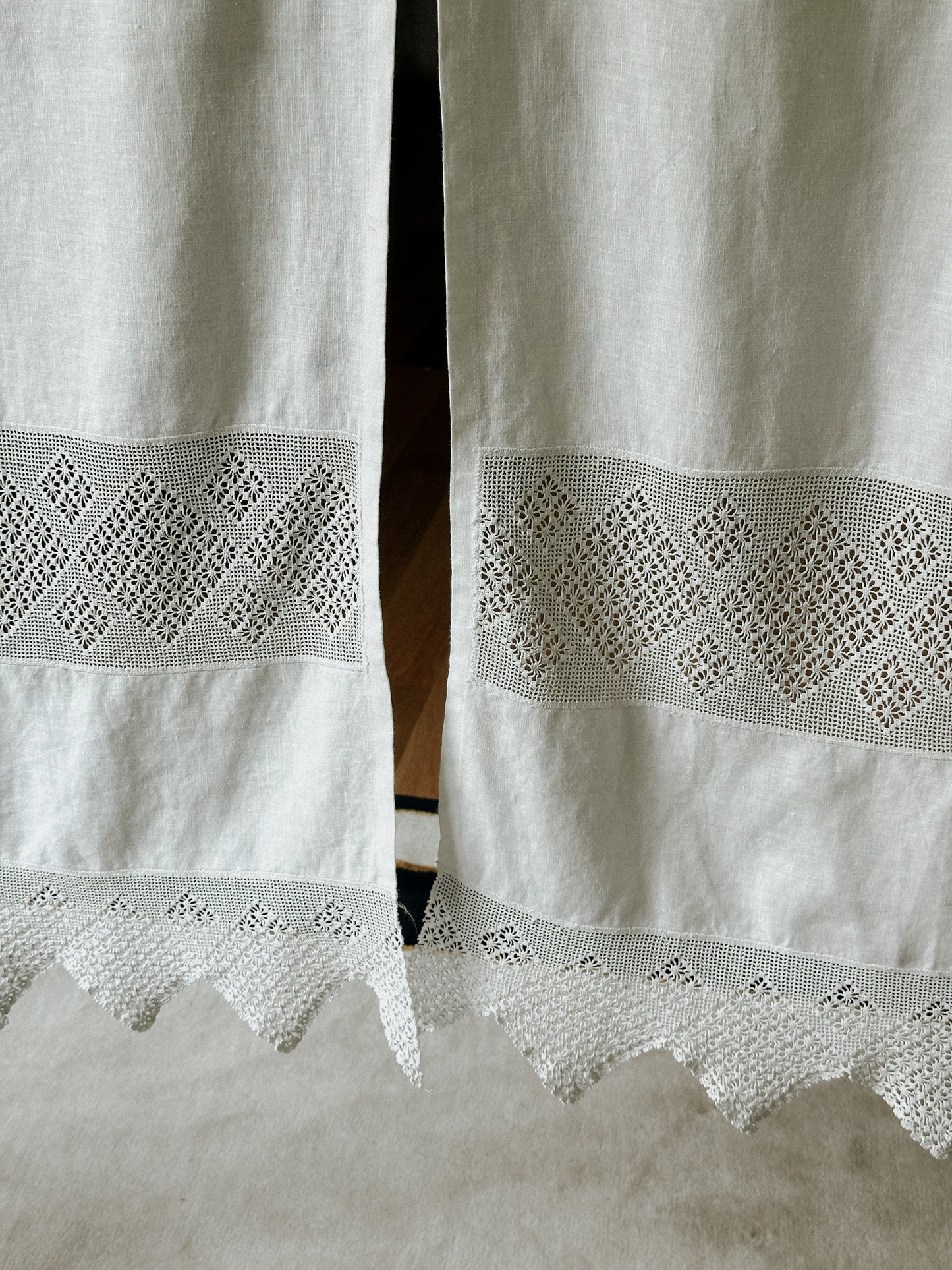 Portuguese Linen & Lace Curtain Panels