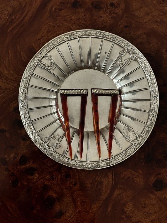 Pair of Tortoise Shell French Hair Pins 