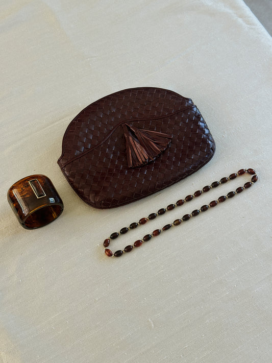 Saks Fifth Avenue Woven Leather Crossbody / Clutch