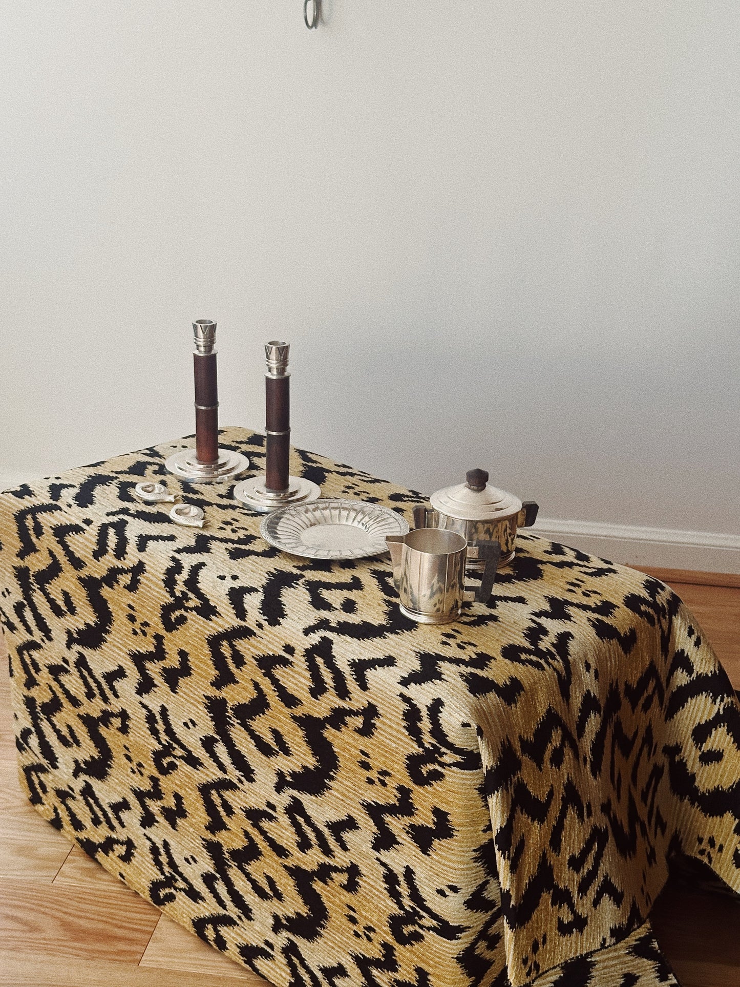 Ercuis Silver-Plated & Wood Deco Candlesticks/ Pair