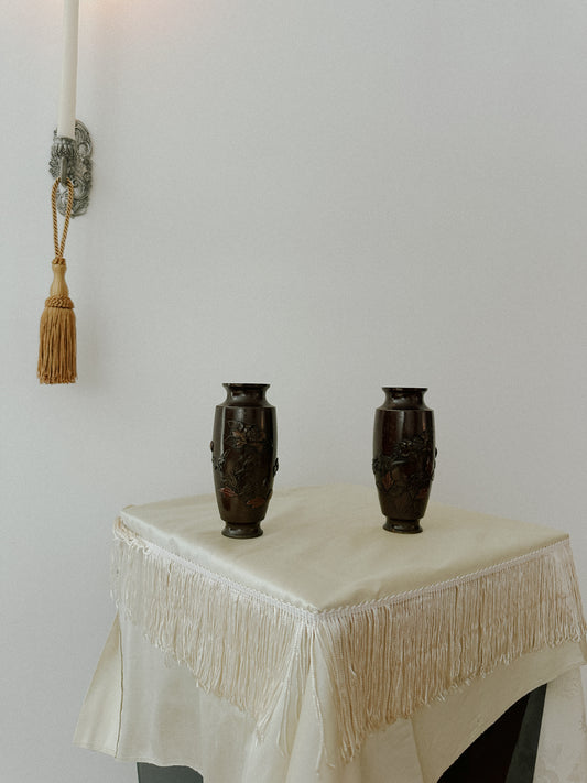 Cast Bronze Japanese Vessels, Pair