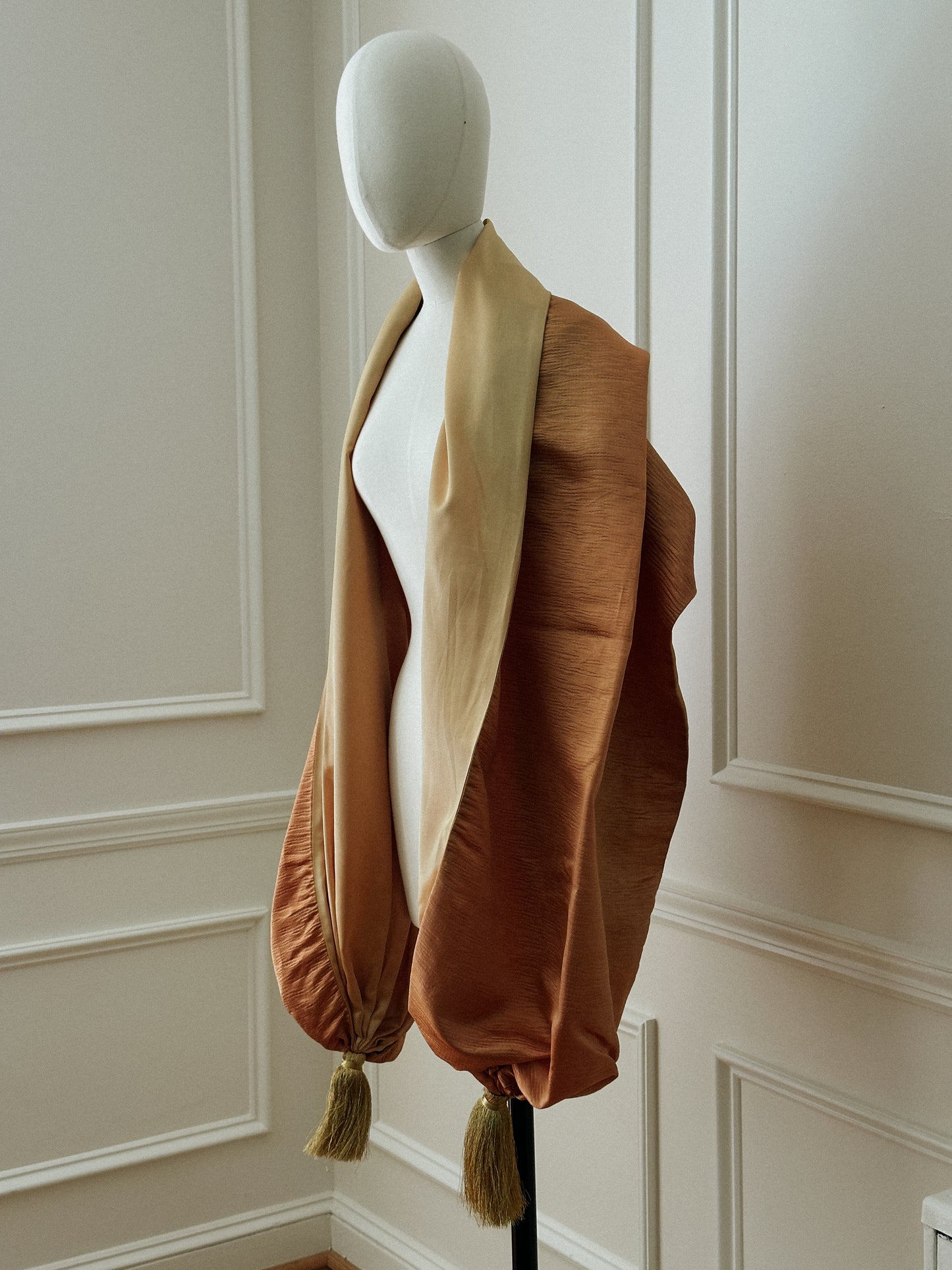 Tasseled Satin Evening Shawl 