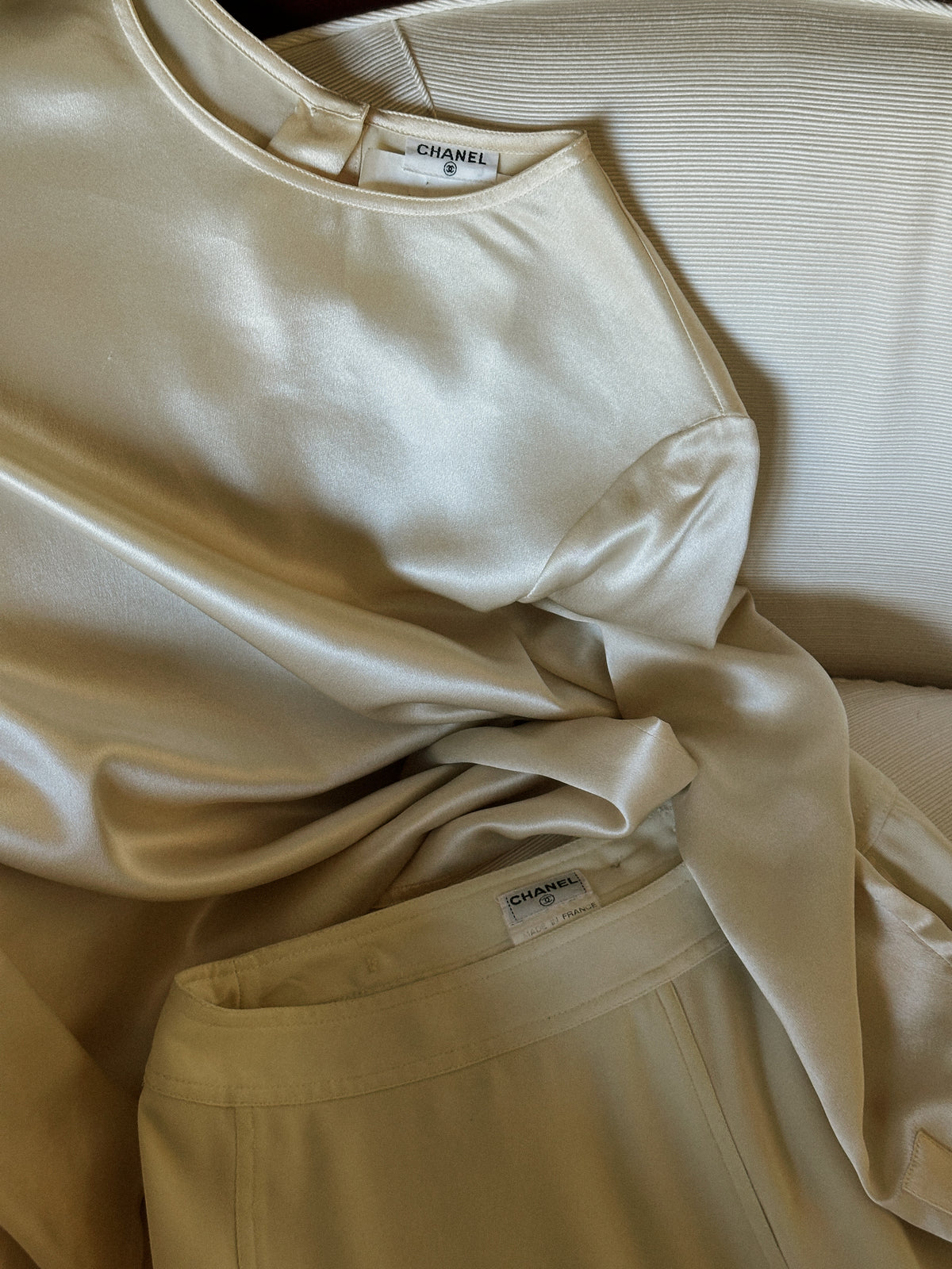 1990s Chanel Ivory Crêpe Skirt