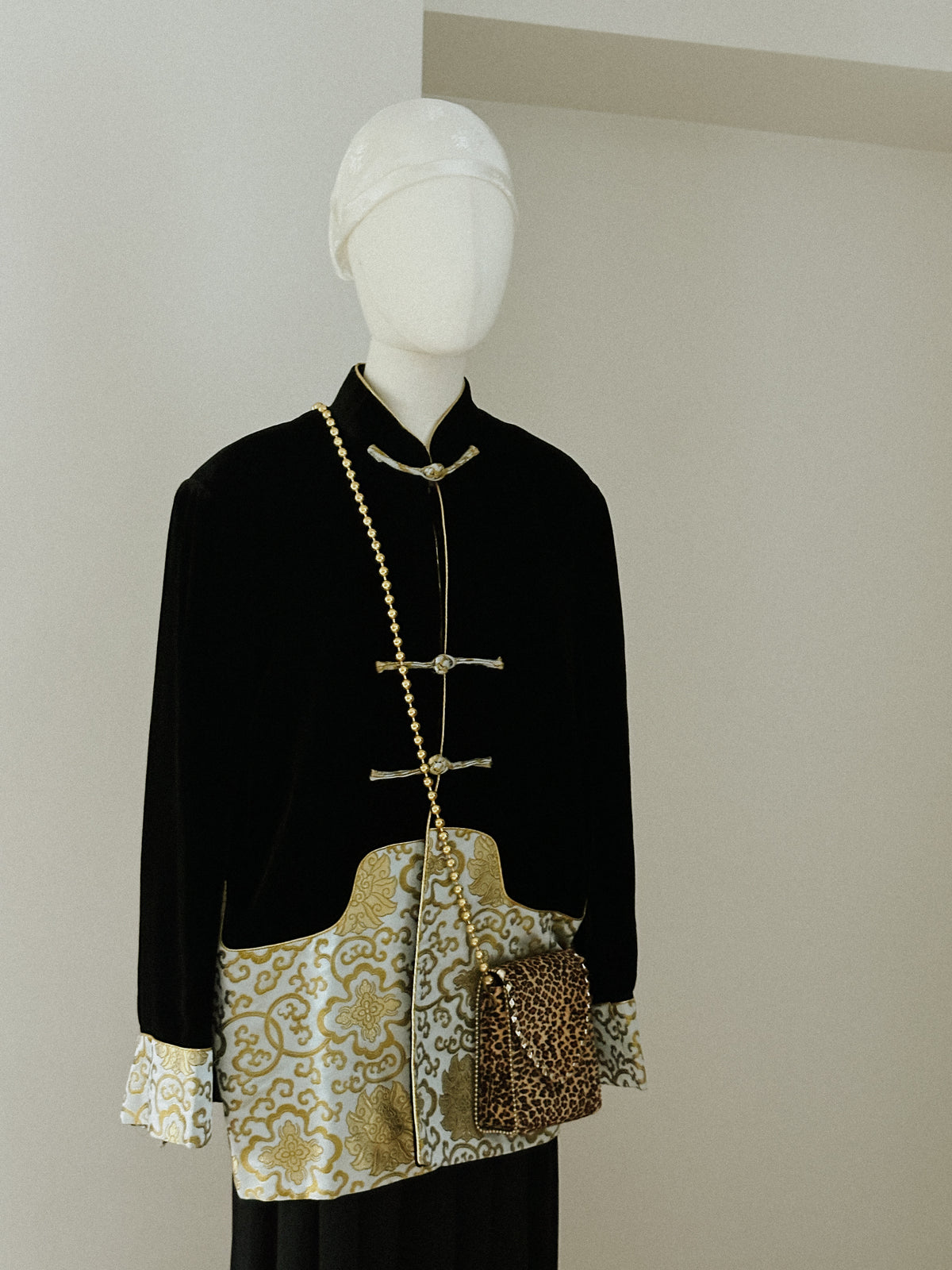 Black Velvet & Silk Brocade Jacket