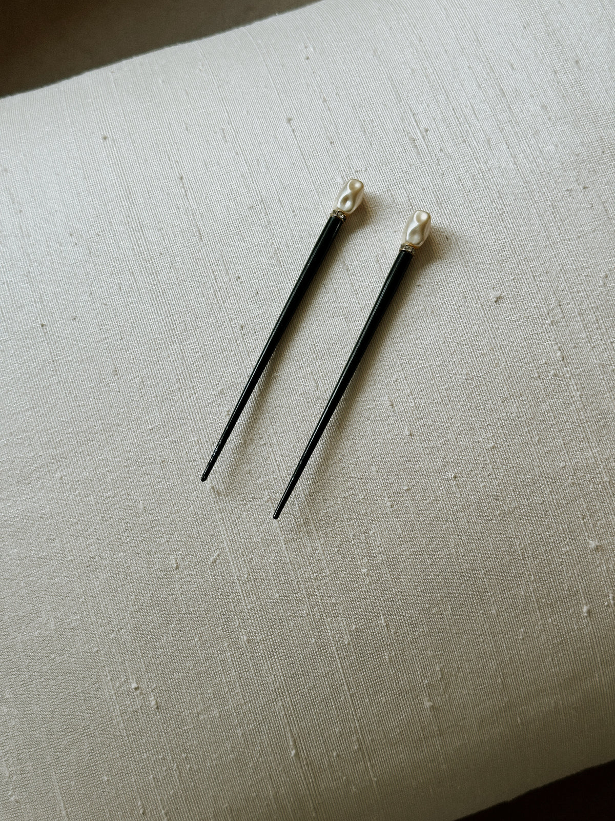 1980s Black Lacquer Hair Pins