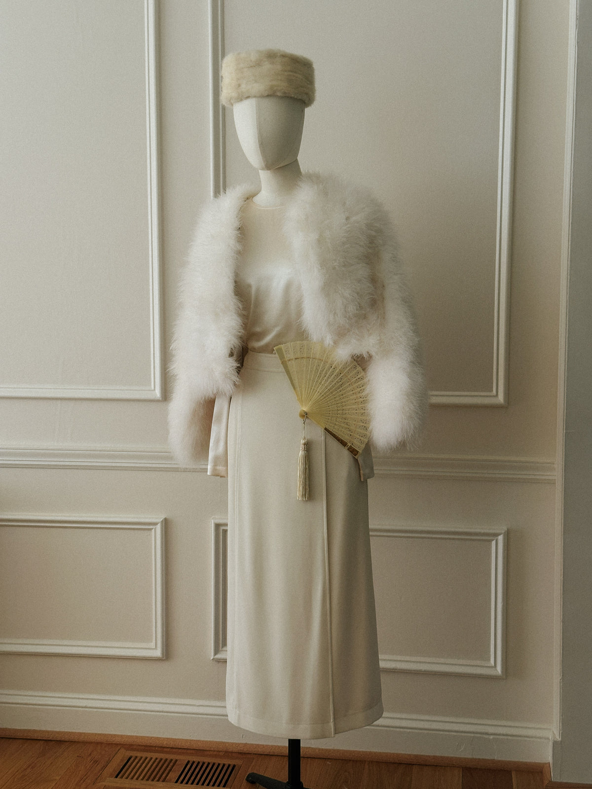 1970s White Marabou Feather Bolero Jacket