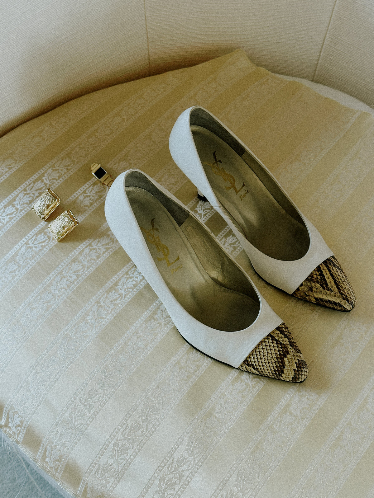 1980s Yves Saint Laurent Leather & Snakeskin Pumps