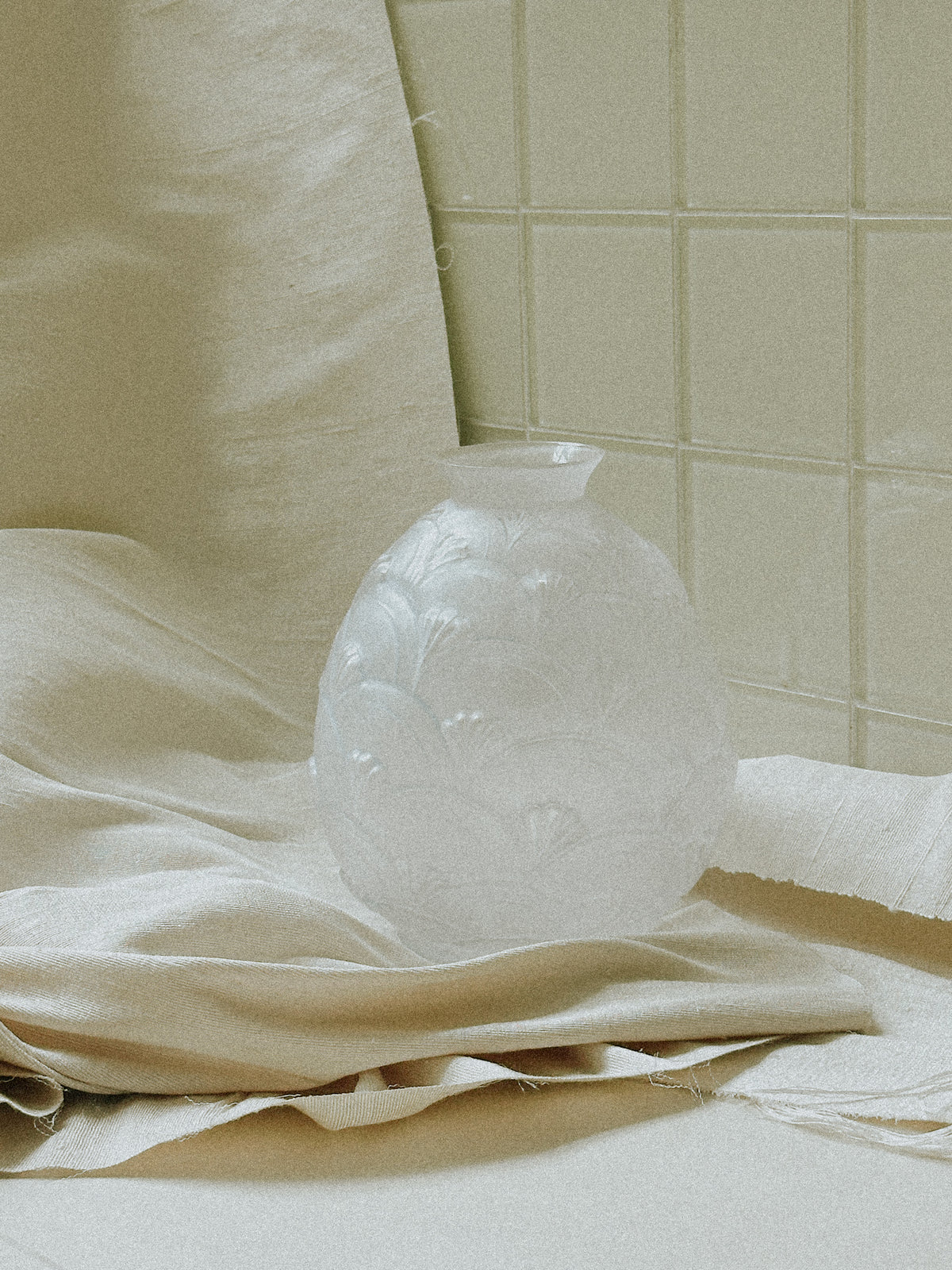 French Art Deco Pressed Glass Vase