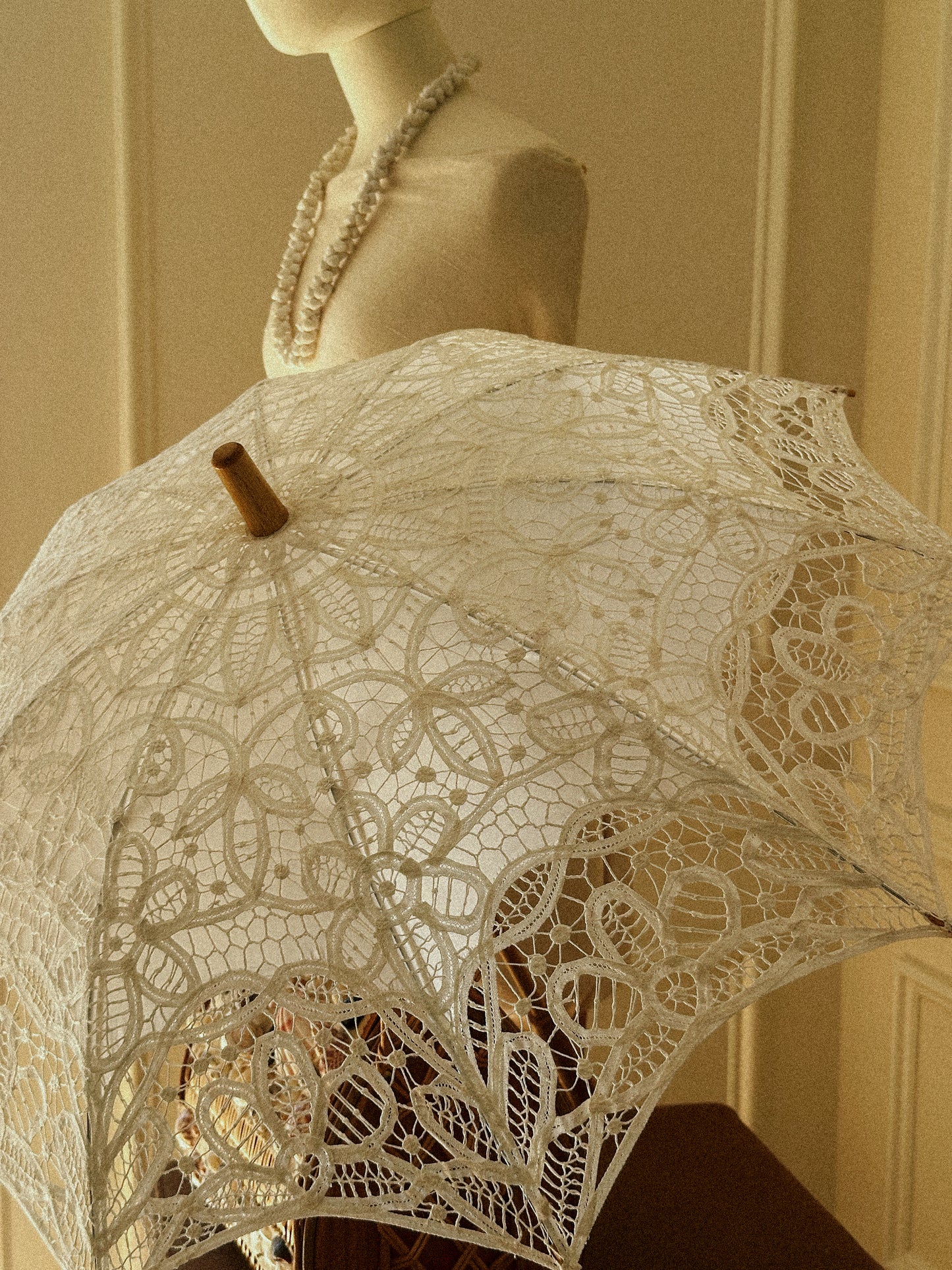 Lace and Wood Sun Umbrella