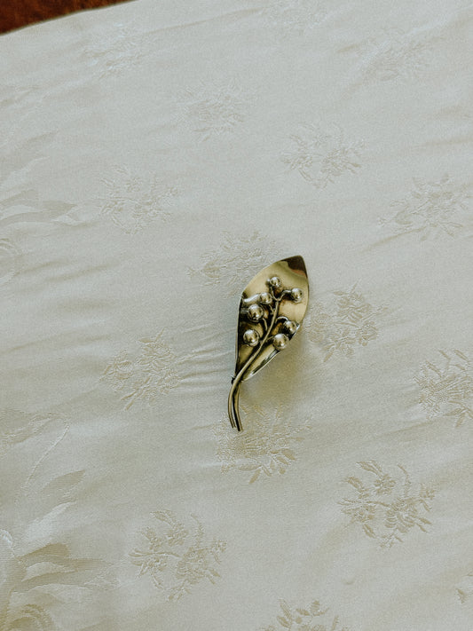 Sterling Lily of the Valley Brooch