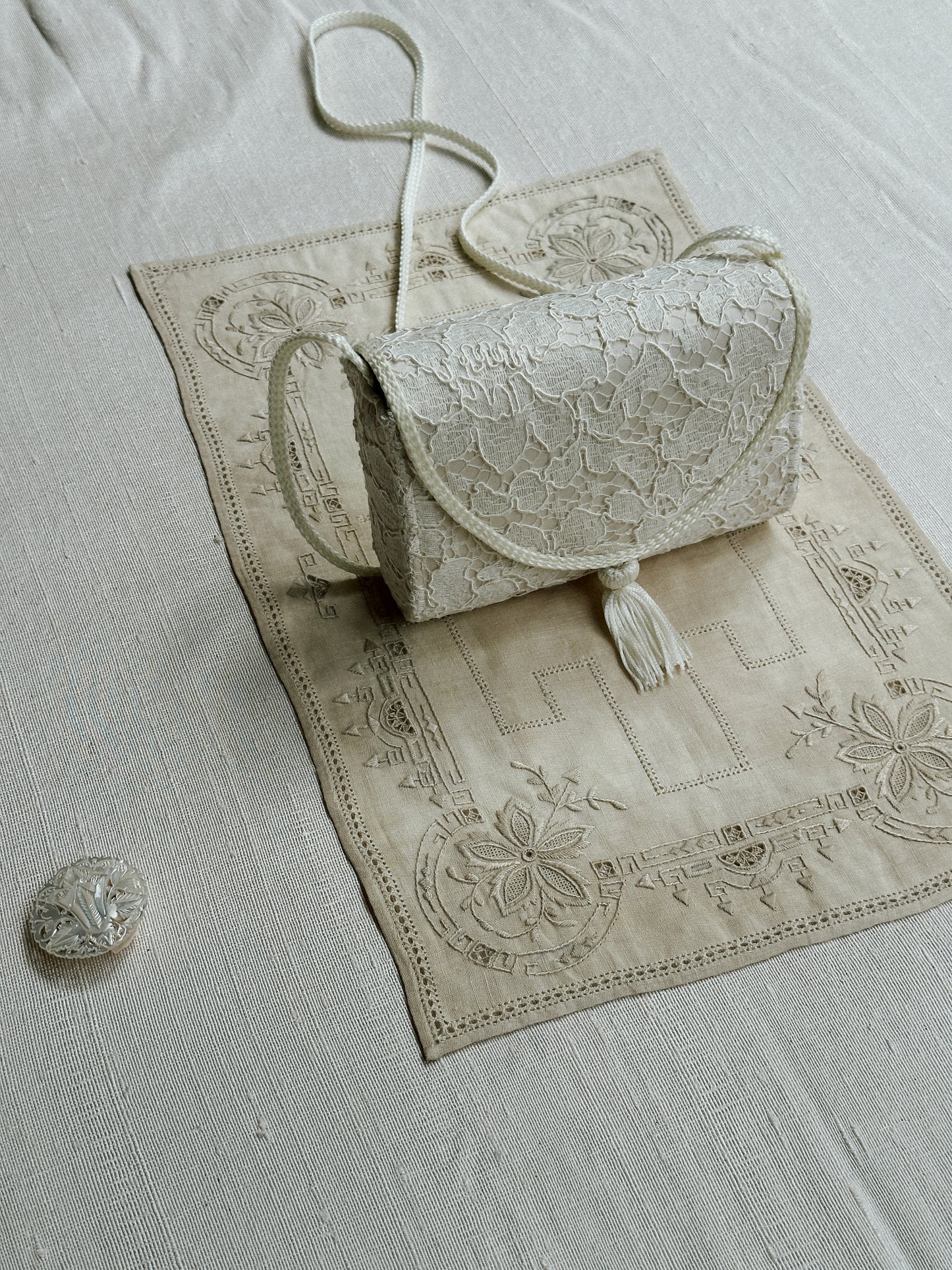 Ivory Lace and Satin Purse