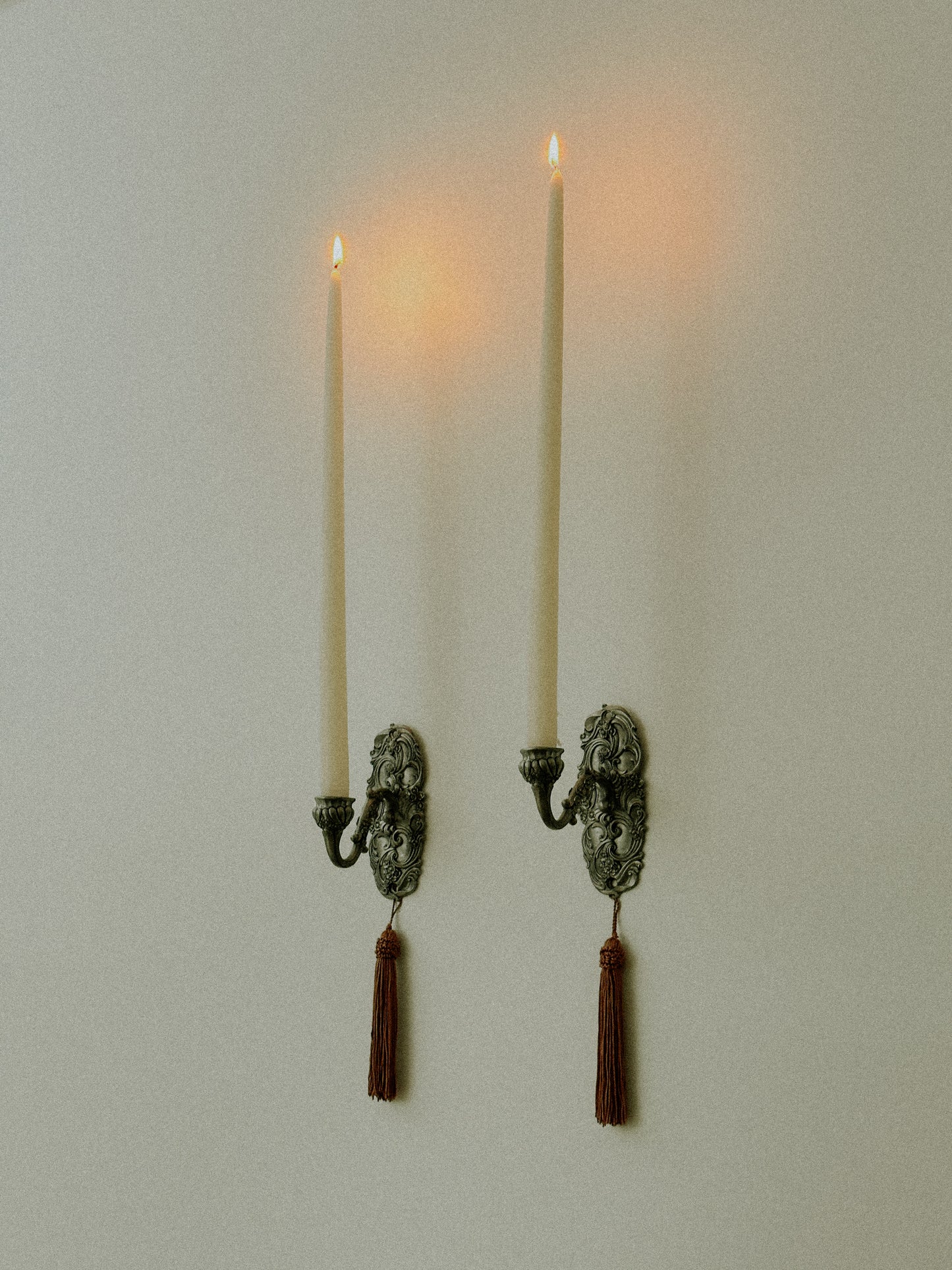 Pair of Pewter Wall Candle Sconces
