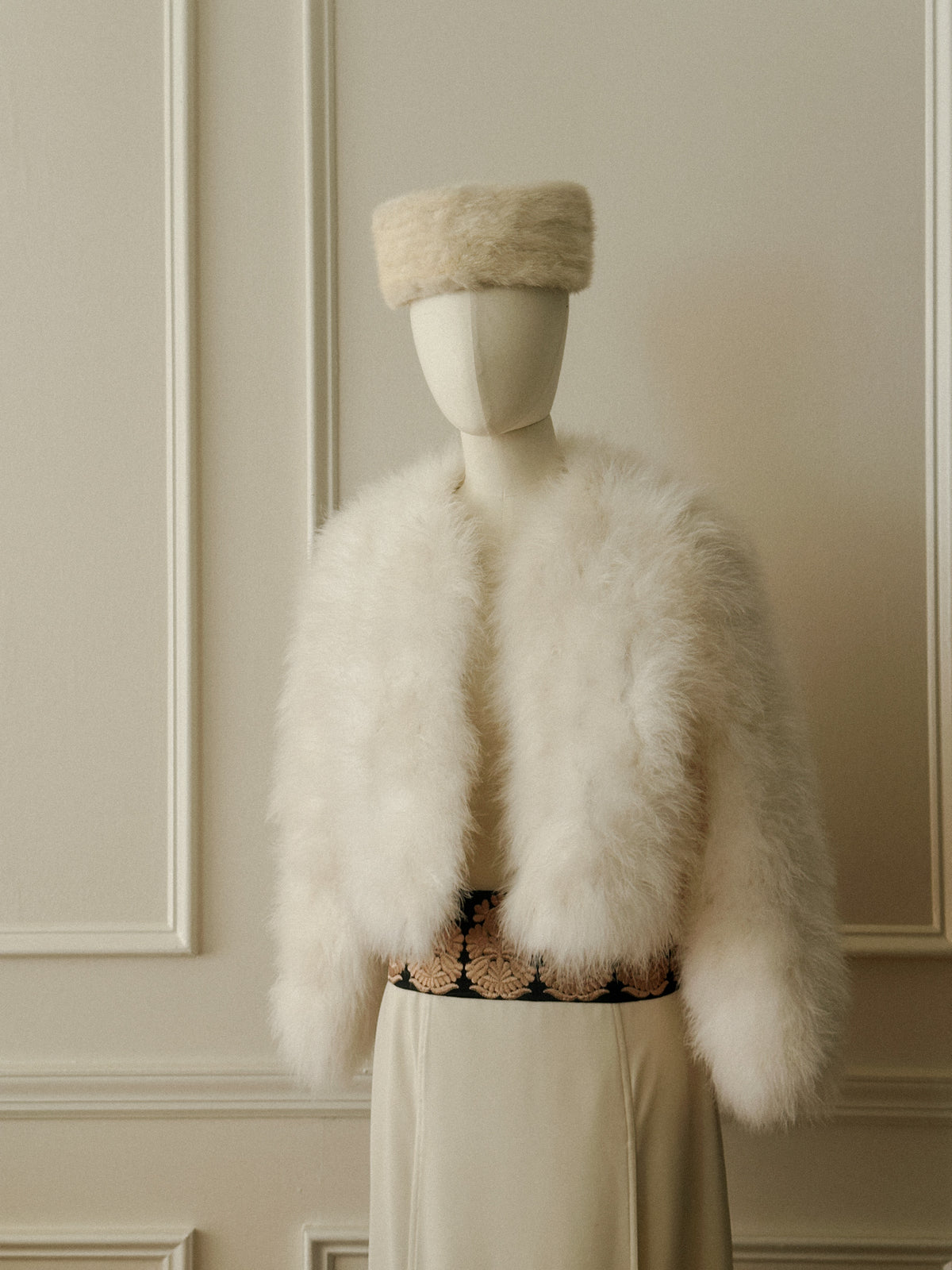 1970s White Marabou Feather Bolero Jacket