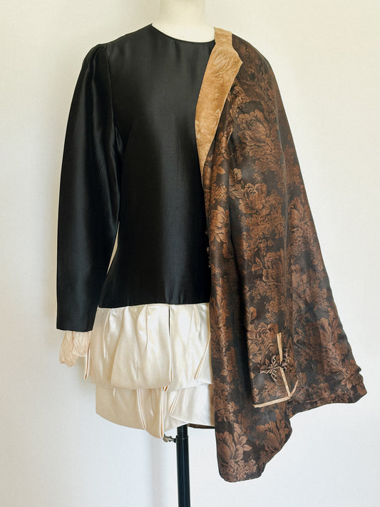 Black & Ivory Silk Mini Dress