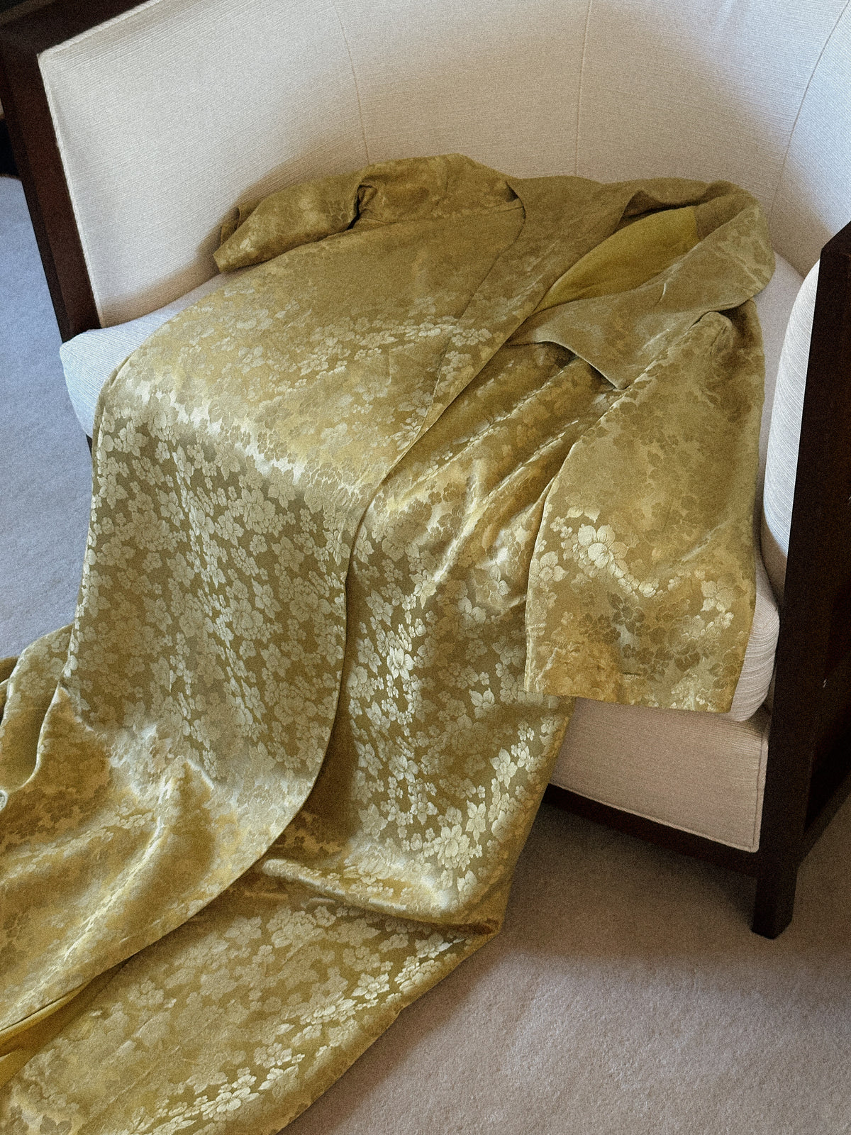 Gold Floral Satin Brocade Coat