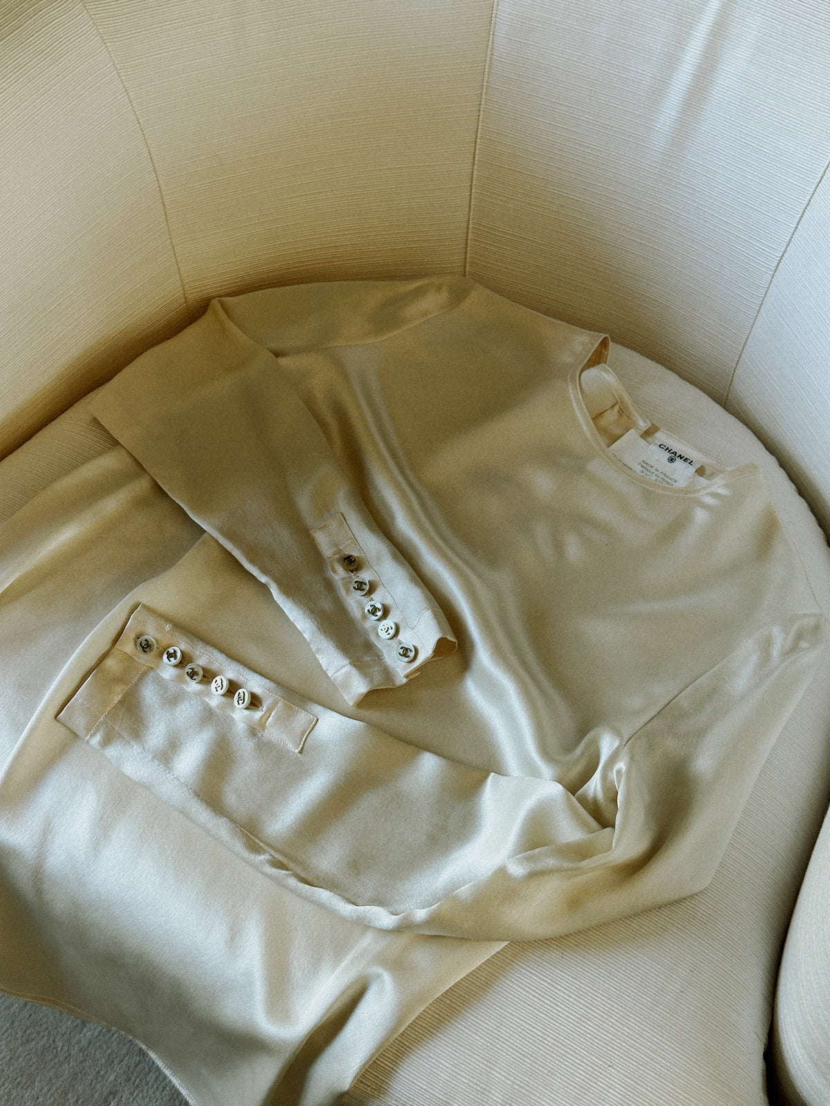 1990s Chanel Ivory Silk Blouse