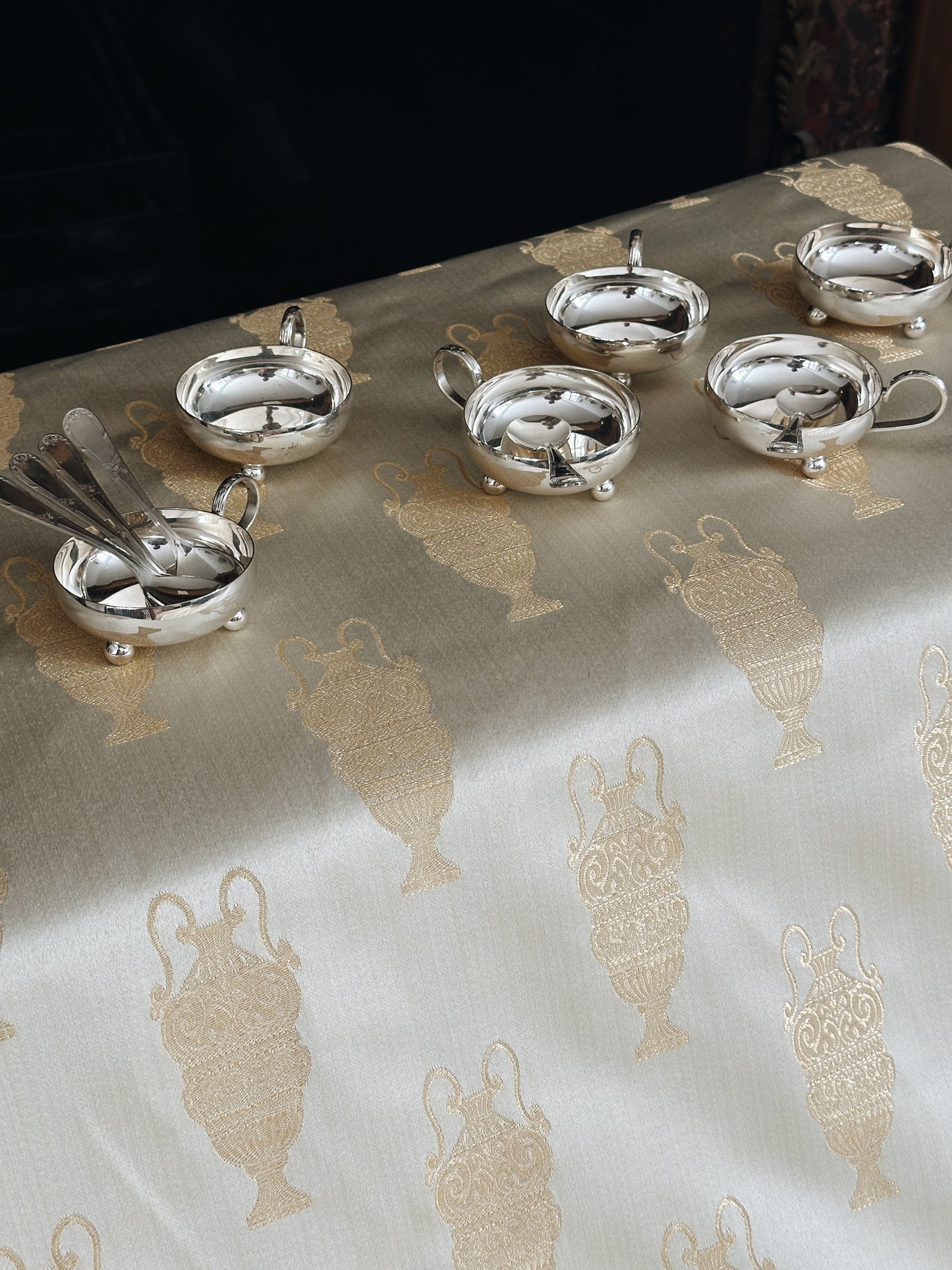 Set of Six Silver-Plated Teacups