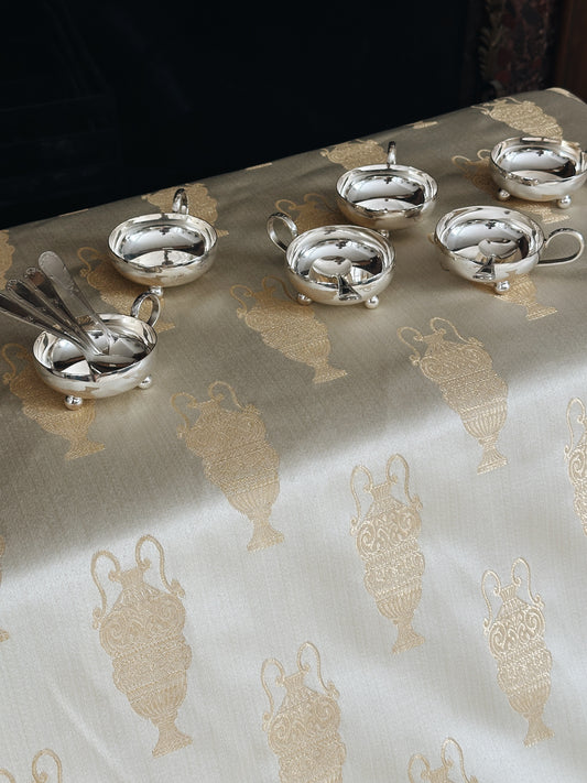 Set of Six Silver-Plated Teacups