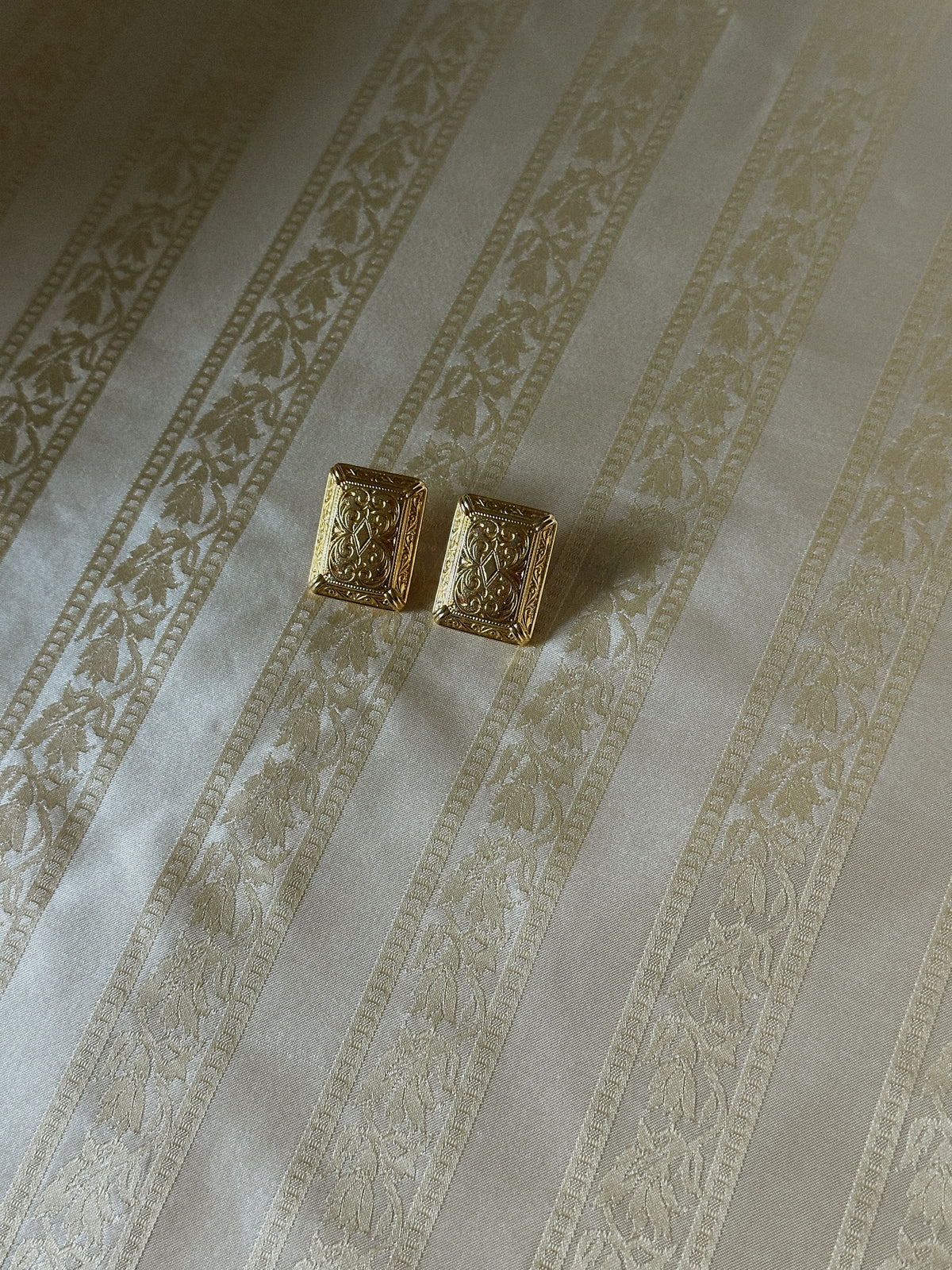Gold Tone Rectangular Earrings