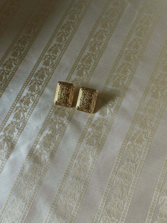 Gold Tone Rectangular Earrings