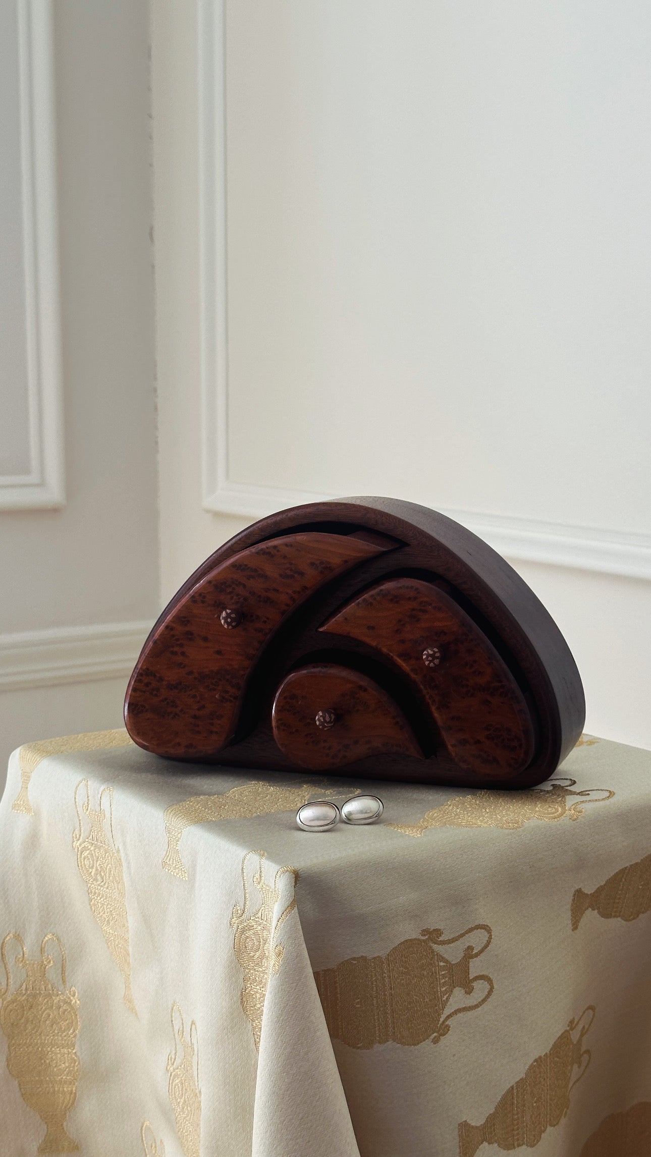 Rosewood Burl and Mahogany Jewelry Box