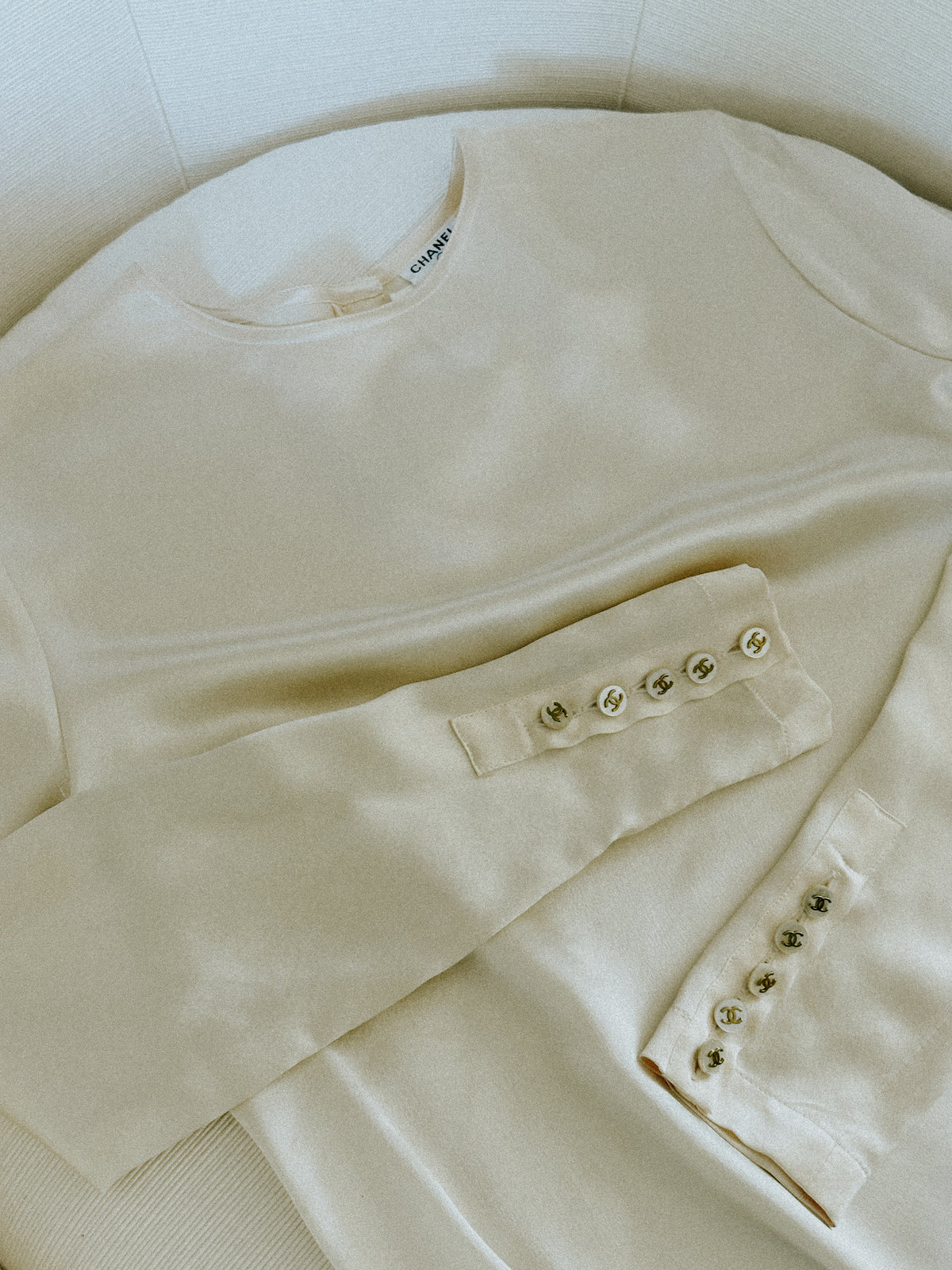 1990s Chanel Ivory Silk Blouse