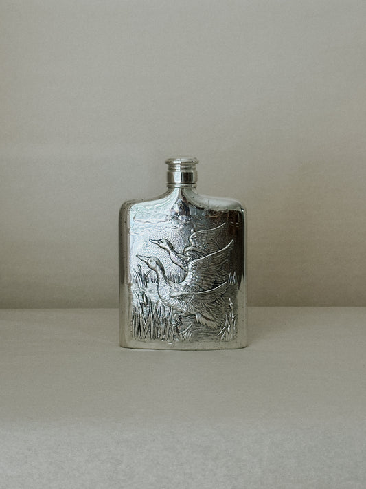 Godinger Flask with Repousse Geese 