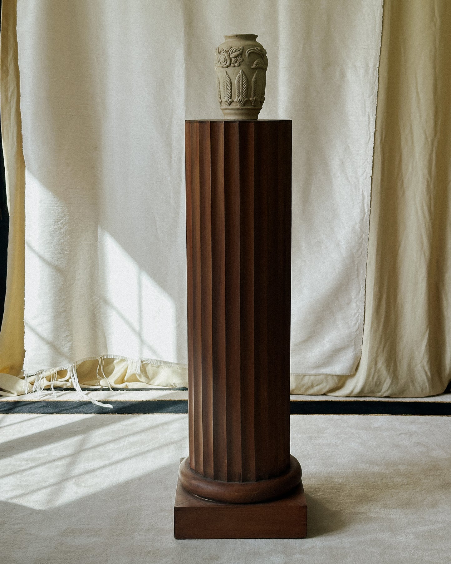 Fluted Wood Column Pedestal