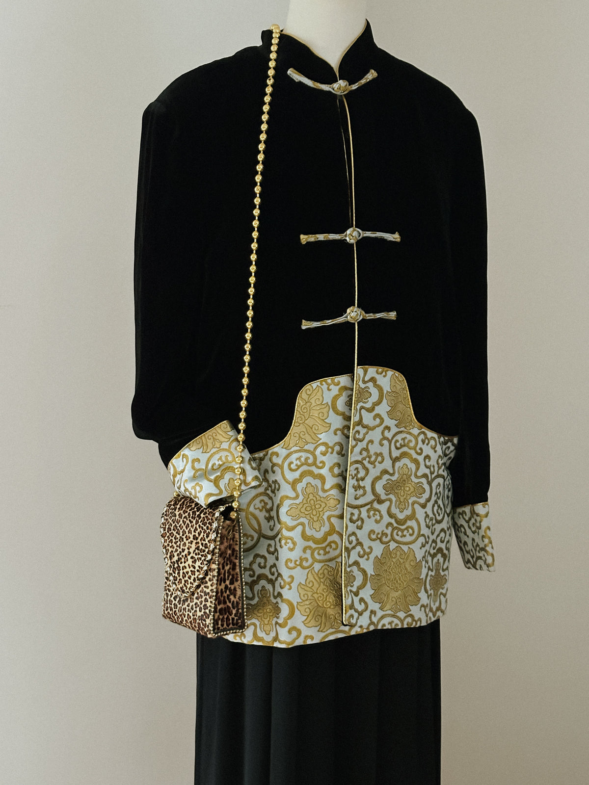 Black Velvet & Silk Brocade Jacket