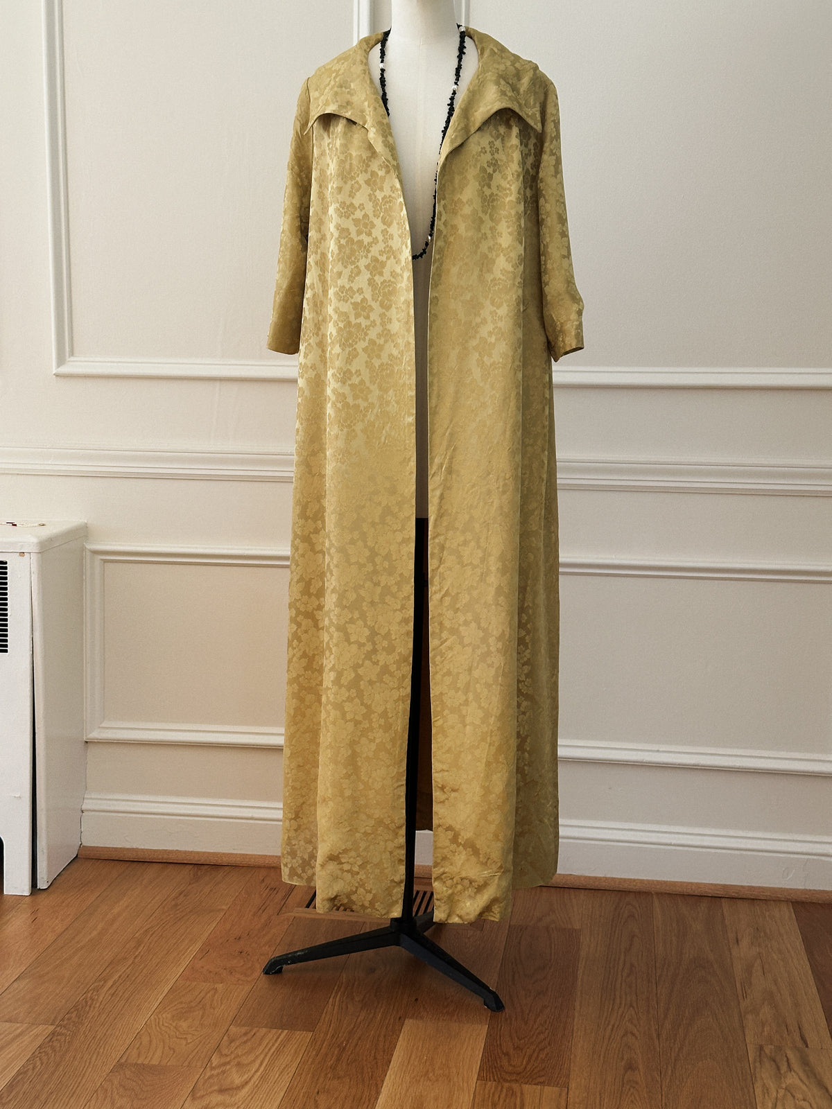 Gold Floral Satin Brocade Coat