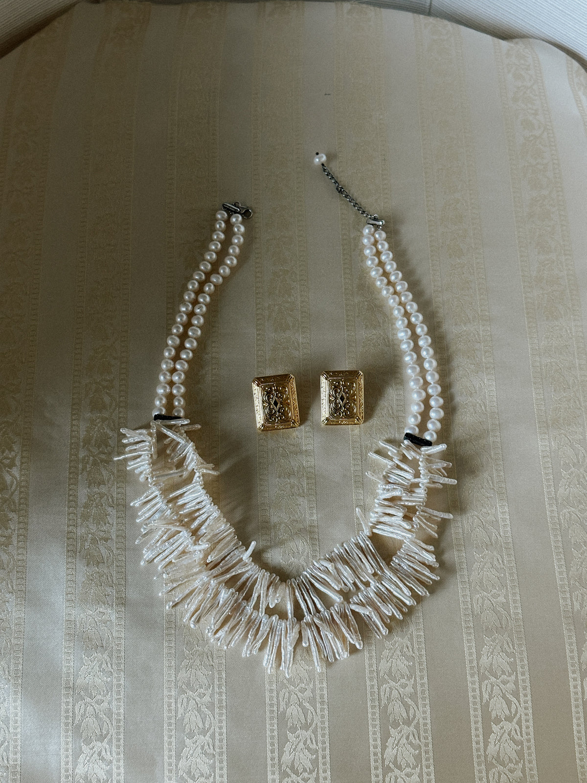 Gold Tone Rectangular Earrings