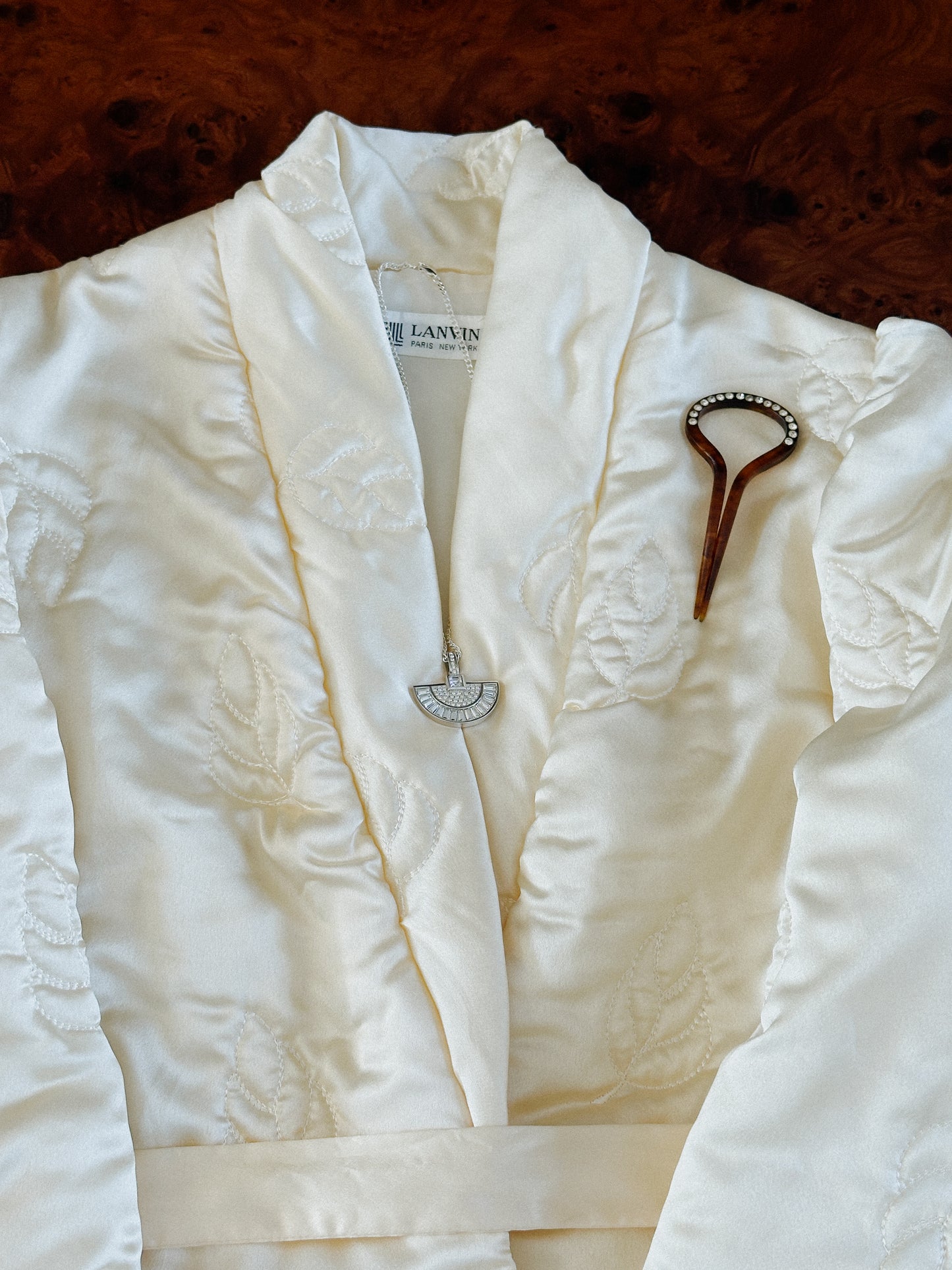 Lanvin Paris Quilted Silk Hostess Coat