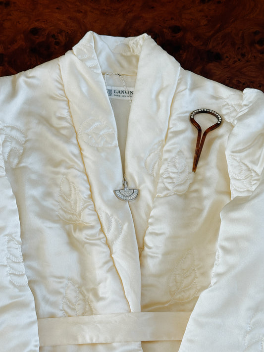 Lanvin Paris Quilted Silk Hostess Coat