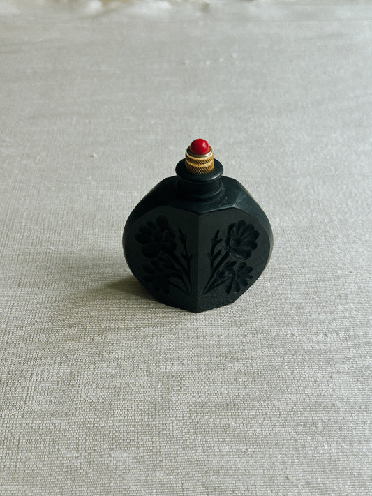 Carved Glass Perfume Bottle 