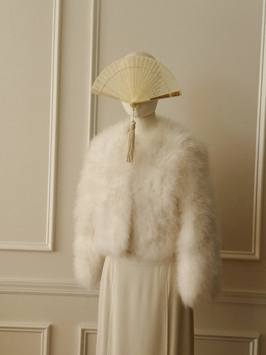 Celluloid Hand Fan with Brass and Tassel Detail