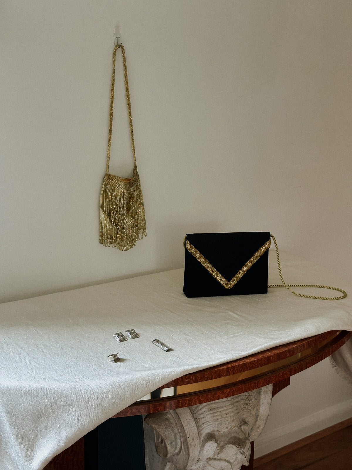 Gold Beaded Fringe Bag