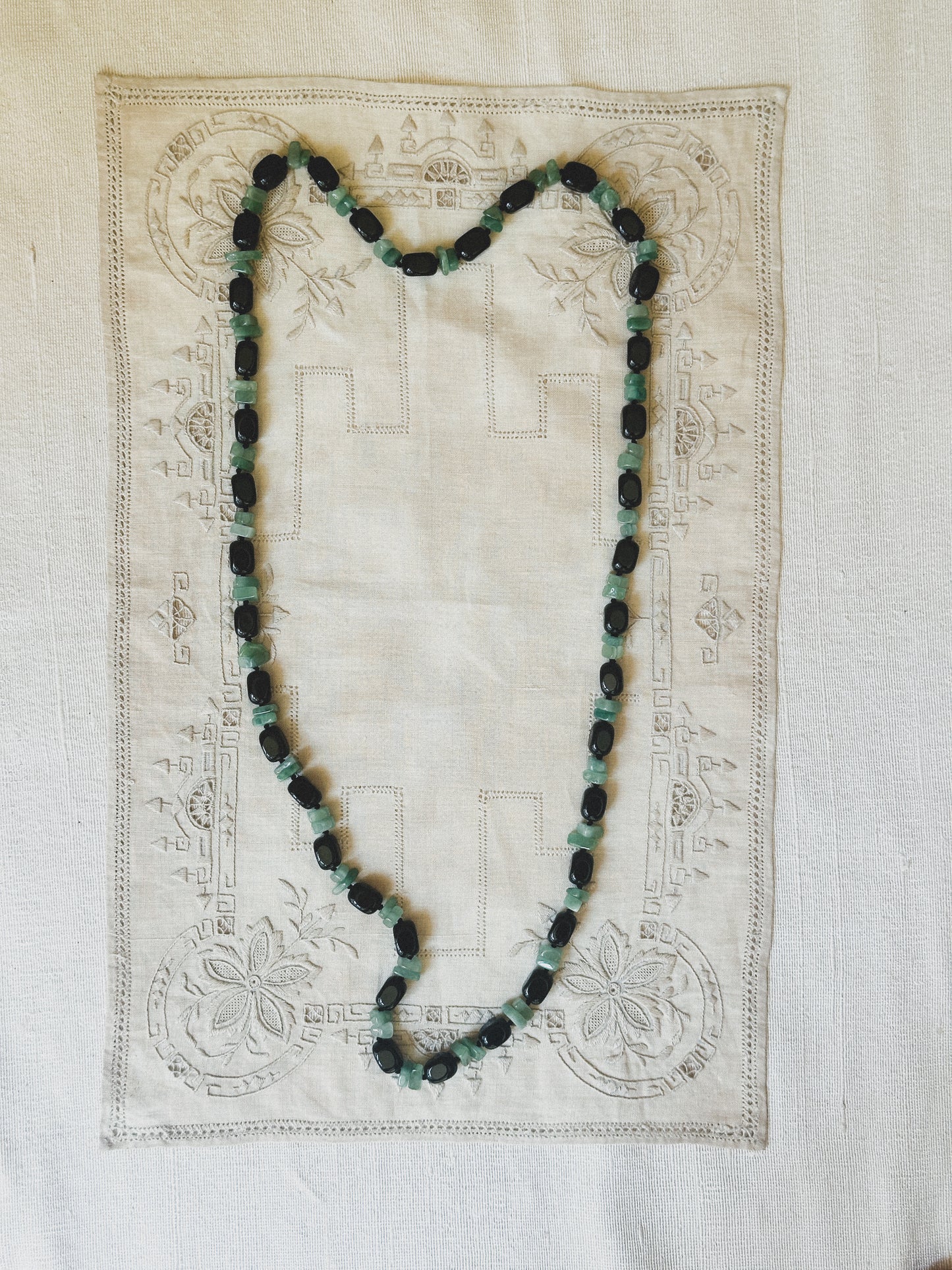 Jade and Onyx Stone Necklace 