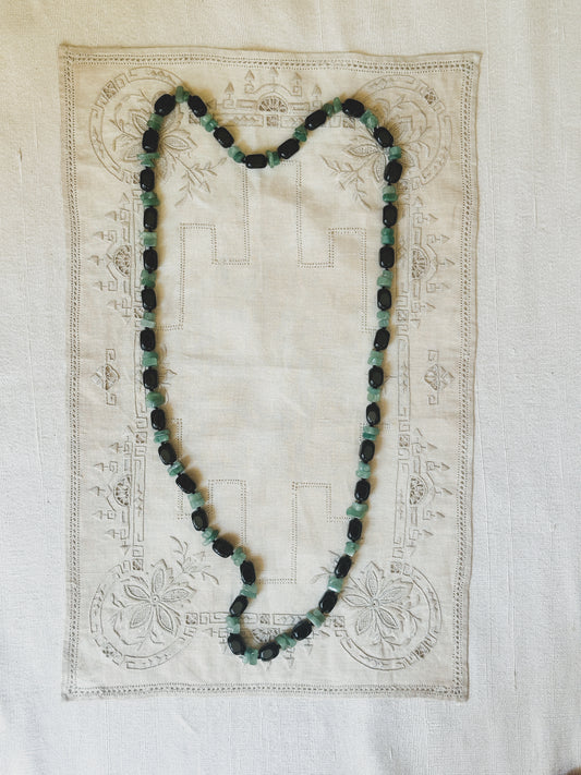Jade and Onyx Stone Necklace 