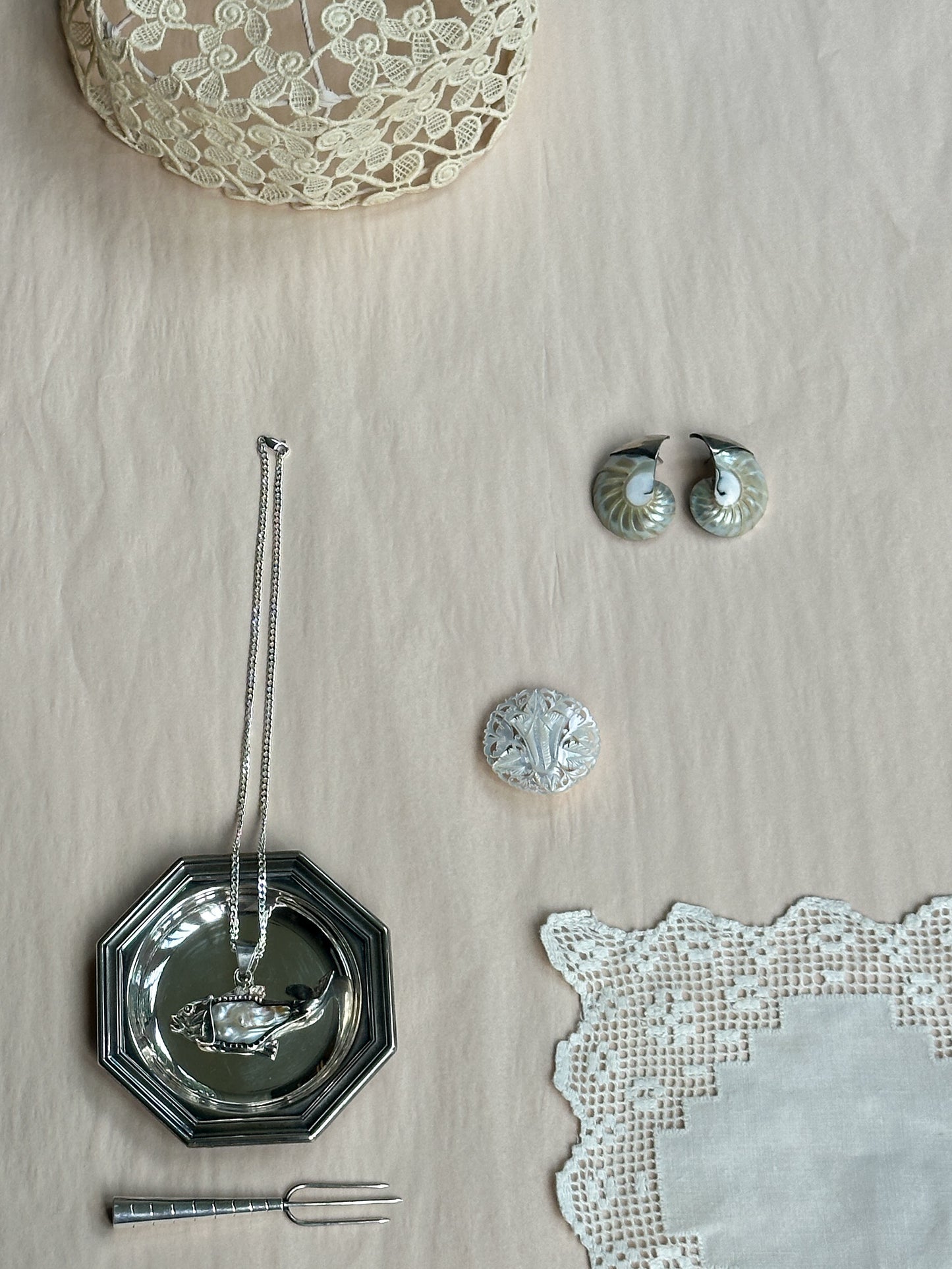 Sterling and Nautilus Shell Earrings